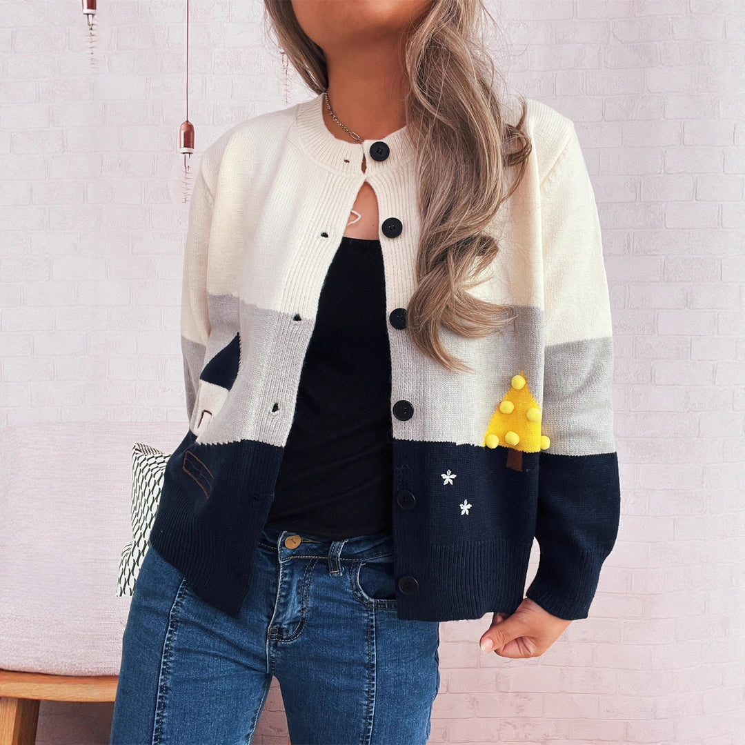 Dames cardigan ludique avec des applications créatives Chic & Stil
