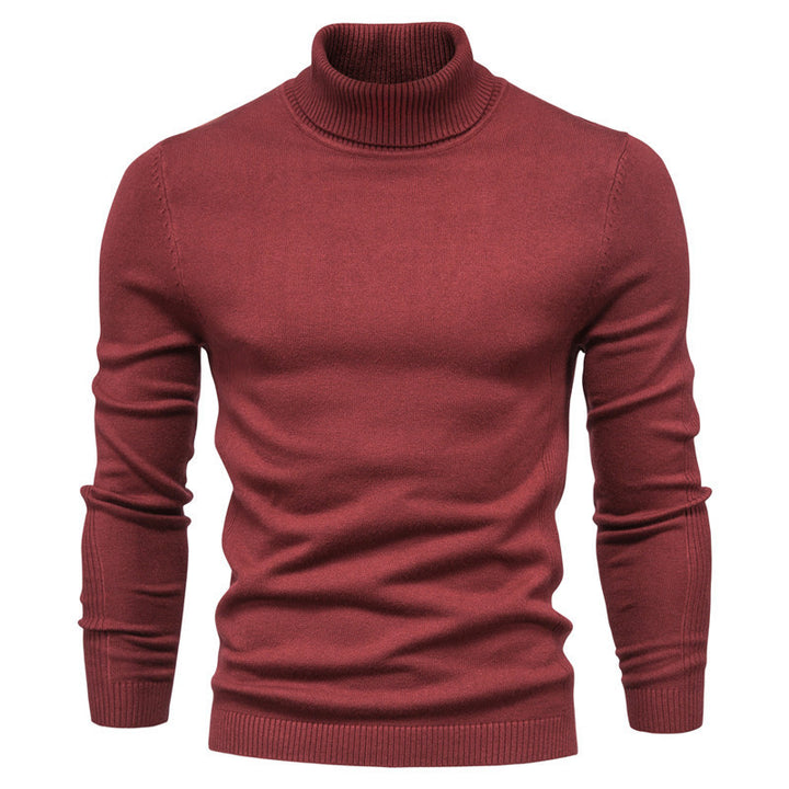 Knit sweater for men with high collar and fine rib pattern Lune London