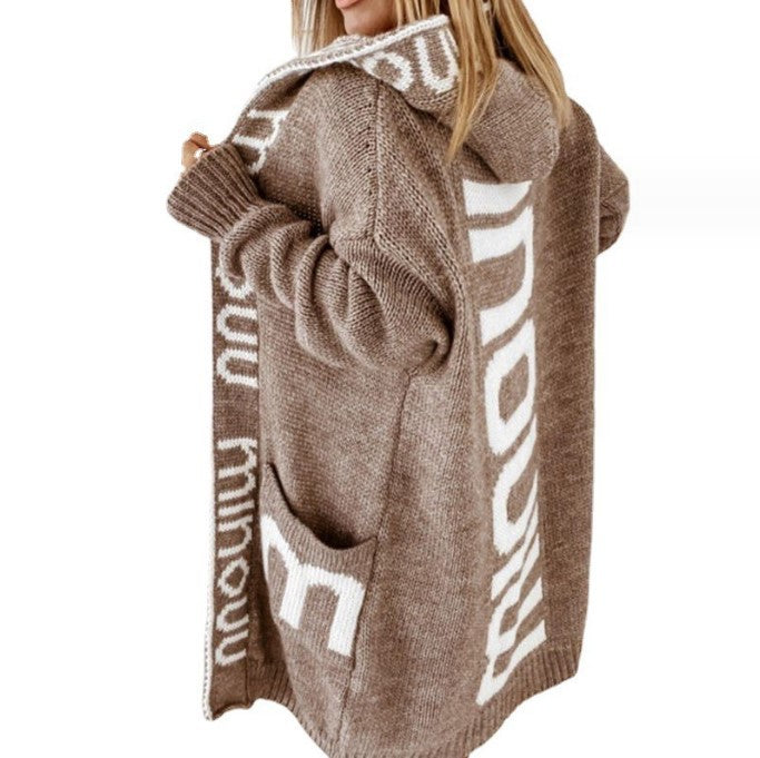 Knit jacket for women with logo print and deep pockets Lune London