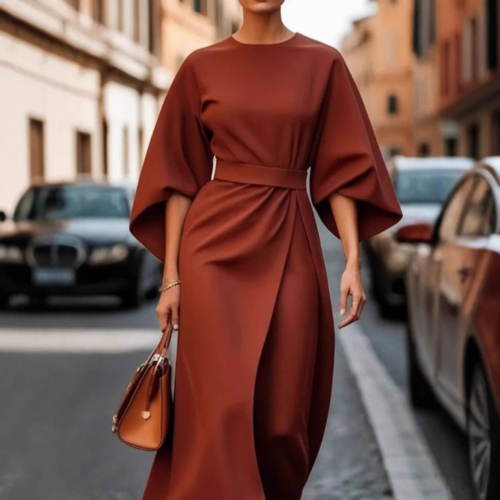 Elegant maxi dress for women with balloon sleeves and fitted cut Lune London