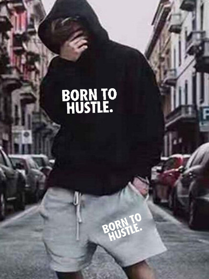 Women's hoodie and sporty shorts set with motivational Lune London inscription
