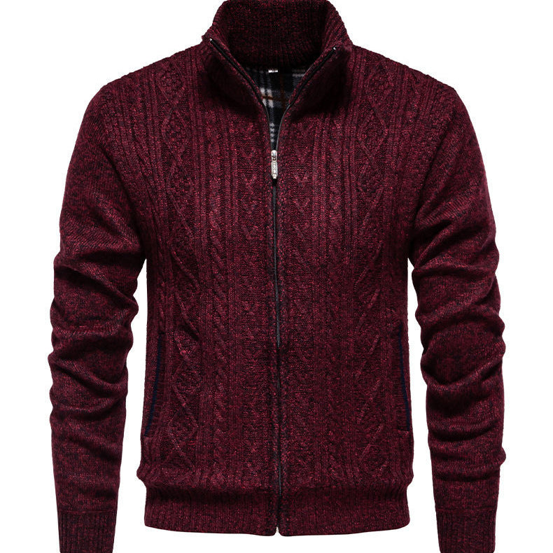Men's knit jacket with high collar and zipper Lune London
