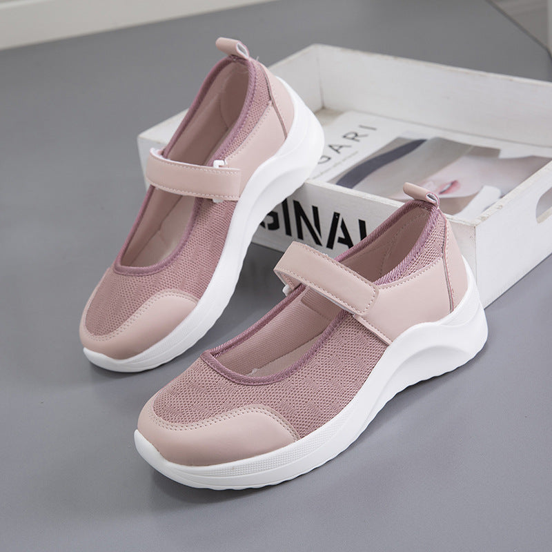 Comfortable lace-up shoes for ladies with velcro closure and breathable mesh surface Lune London