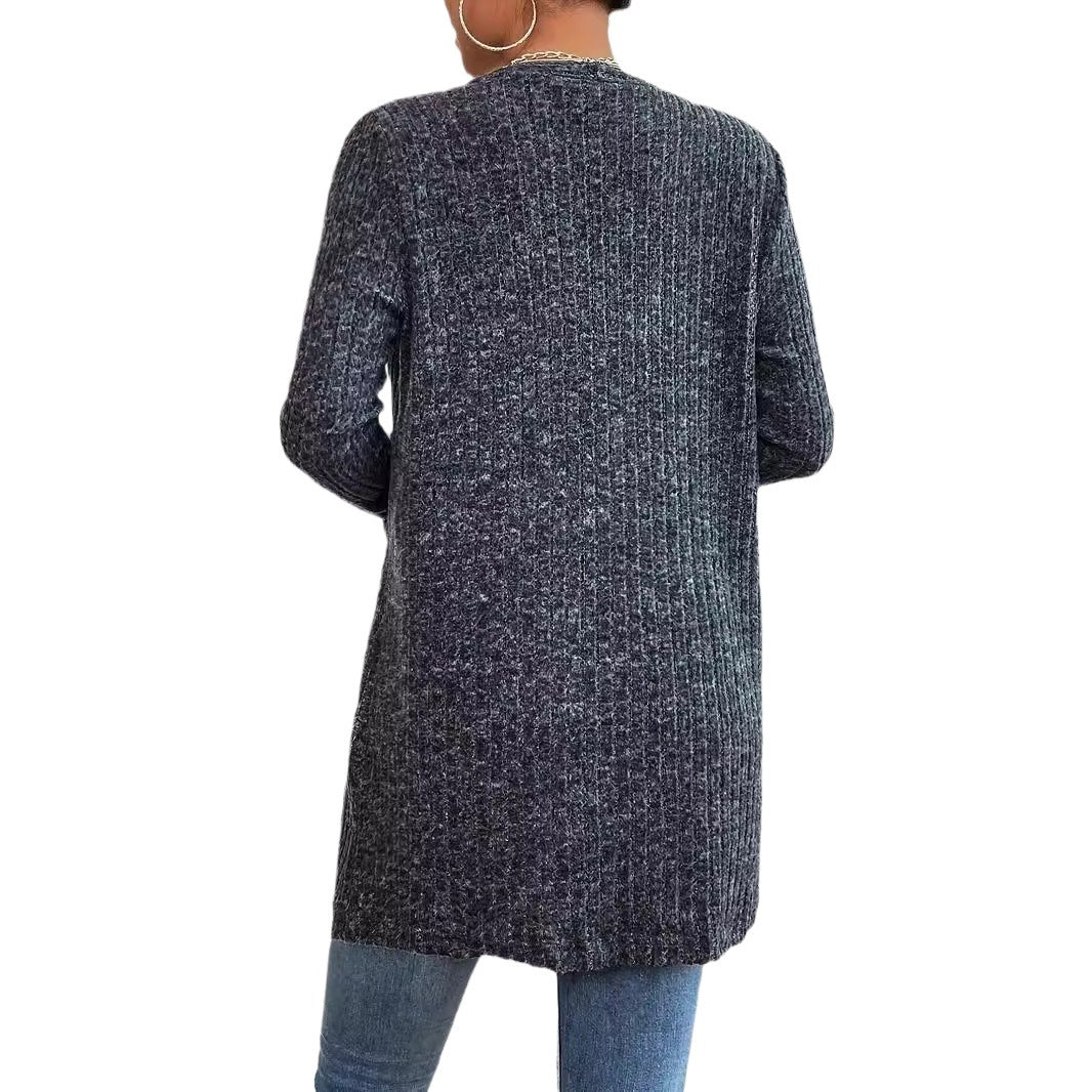 Knit jacket for women with a fine ribbed structure and practical pockets Lune London