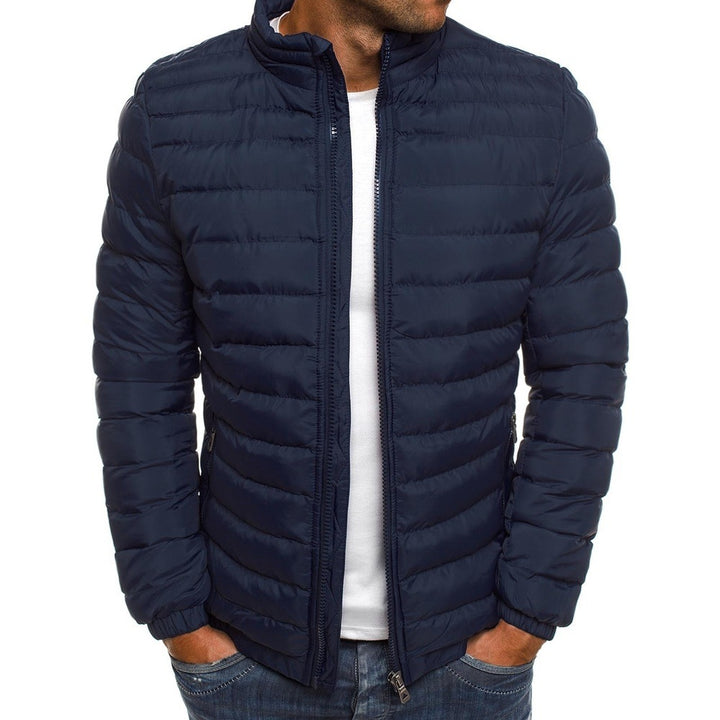 Lightweight quilted jacket for men with high collar and functional pockets Lune London