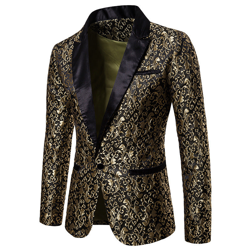 Chic Floral Patterned Festive Jacquard Blazer for Men and Style