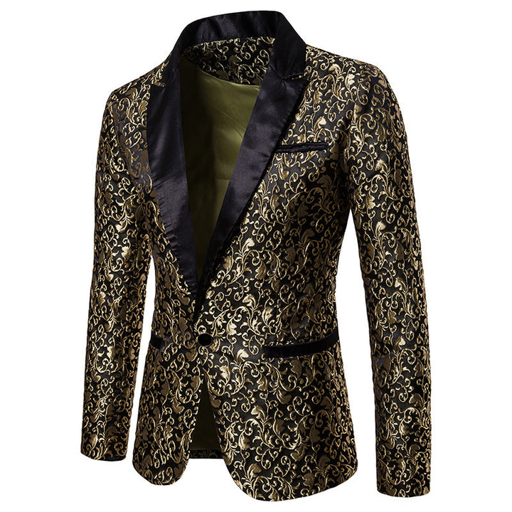 Chic Floral Patterned Festive Jacquard Blazer for Men and Style