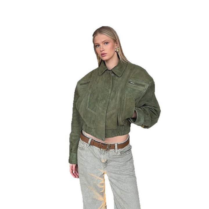 Cropped suede jacket for women with practical pockets Lune London