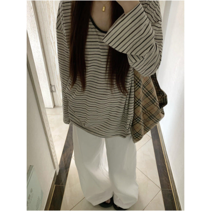 Women's casual long-sleeve T-shirt with maritime striped pattern Chic & Stil