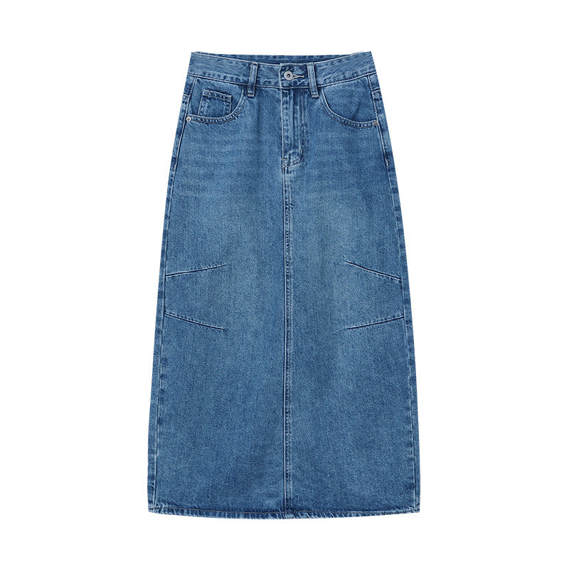 Ladies Long Denim Skirt with Fashionable Pockets Chic & Stil