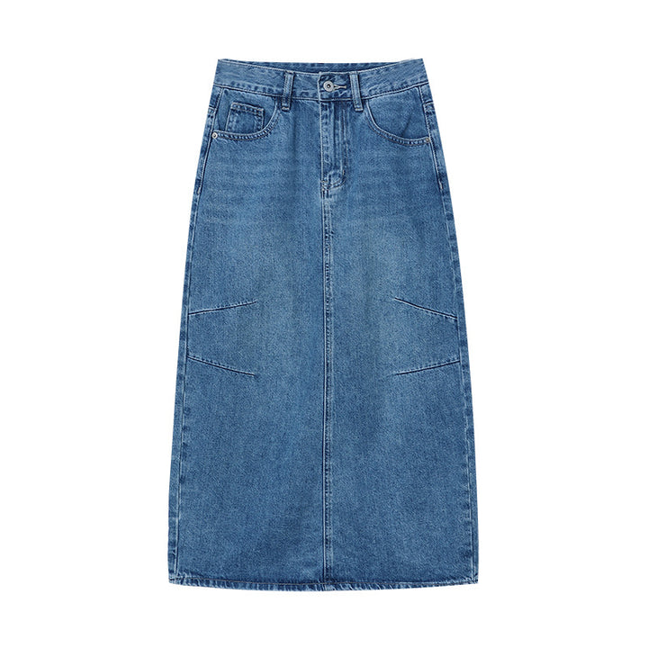 Ladies Long Denim Skirt with Fashionable Pockets Chic & Stil