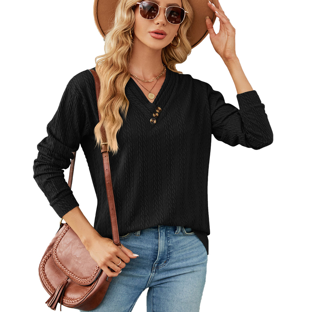 Woman V-neck trendy pull top with structure Lune London