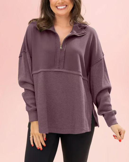 Pull décontracté pour femmes avec fermeture éclair et coupe décontractée Chic & Stil