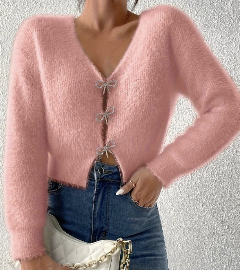Plaid knit sweater with buttons for women Lune London