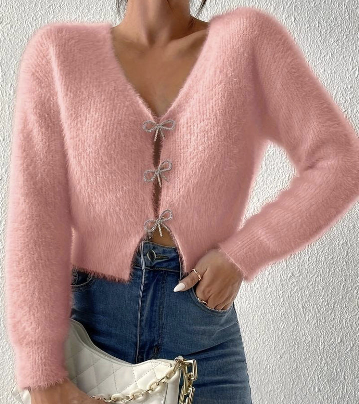 Plaid knit sweater with buttons for women Lune London