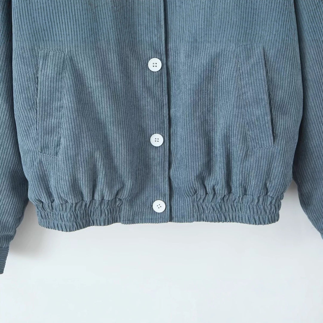 Casual corduroy jacket for women with practical flap pockets and elastic waistband Lune London