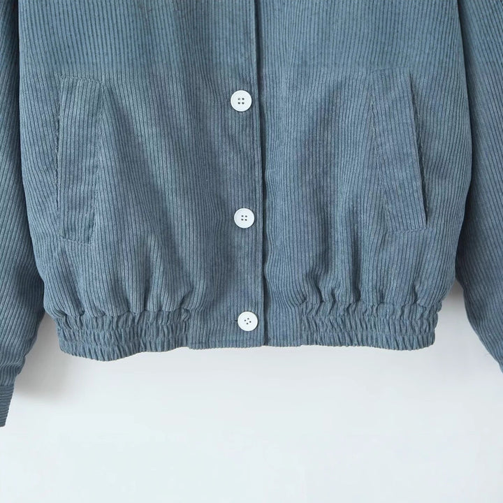 Casual corduroy jacket for women with practical flap pockets and elastic waistband Lune London
