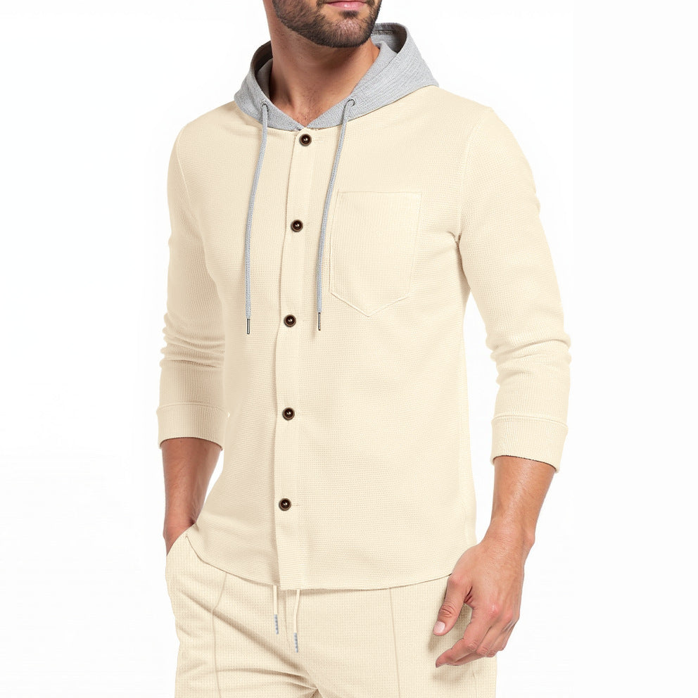 Trendy hooded shirt for men with button placket and practical breast pocket Lune London