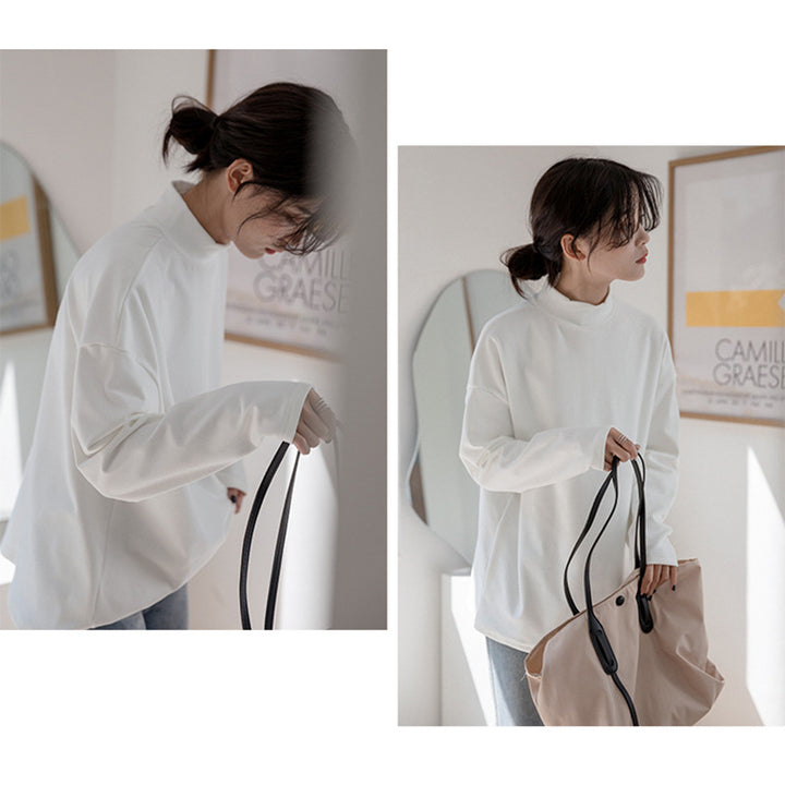 Ladies elegant long sleeve top with high collar Chic & Stil