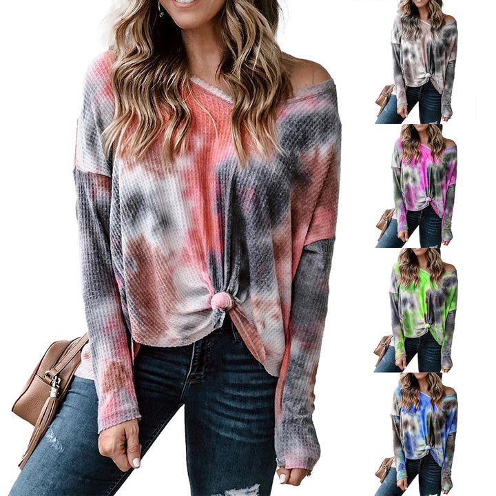 Waffle knit off-the-shoulder top for women Lune London