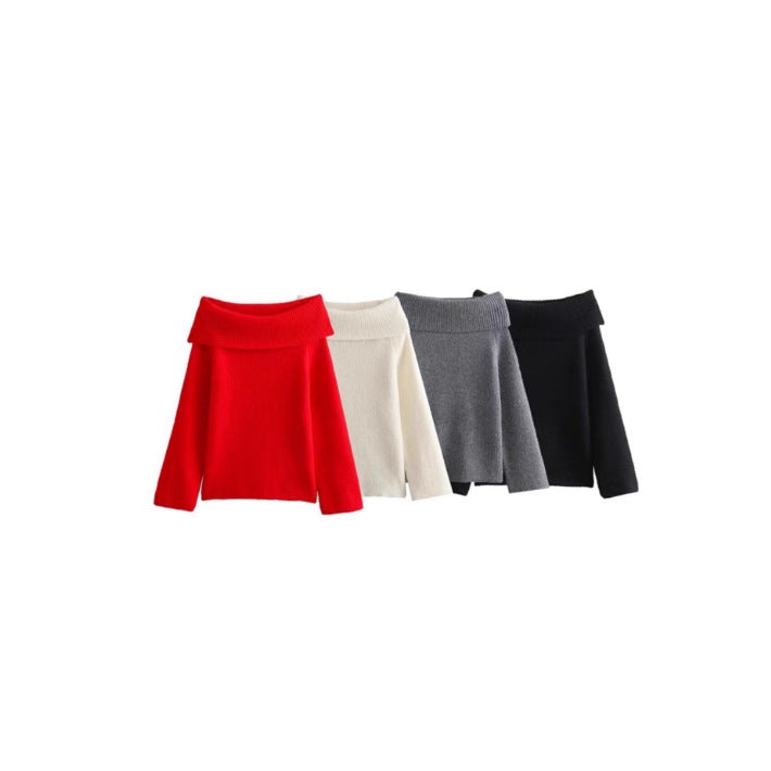 Elegant knitted sweater for women with wide turtleneck Lune London