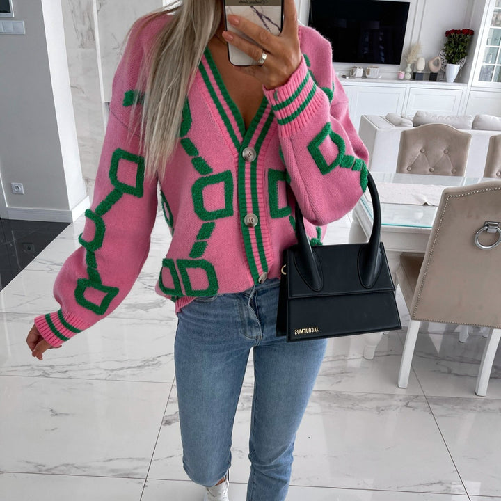 Women's knit jacket with a modern geometric pattern Lune London