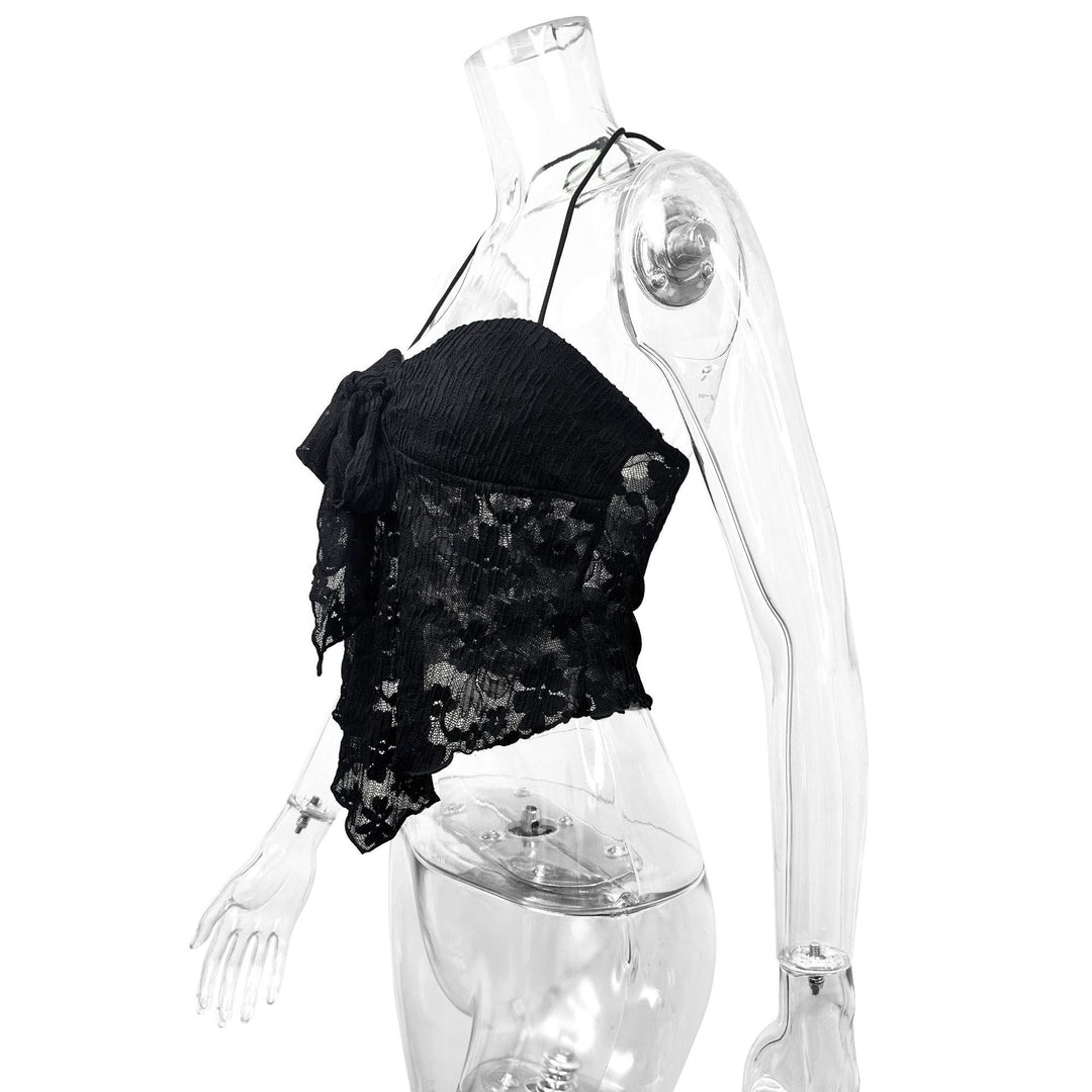 Women's Lace Bustier with Ties and Transparent Design Lune London
