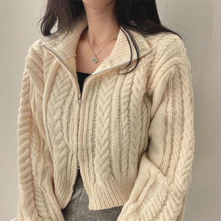Ladies cardigan with high-quality zipper Lune London