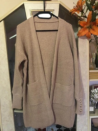 Ladies Elegant Cardigan with Button Details and Practical Pockets Lune London