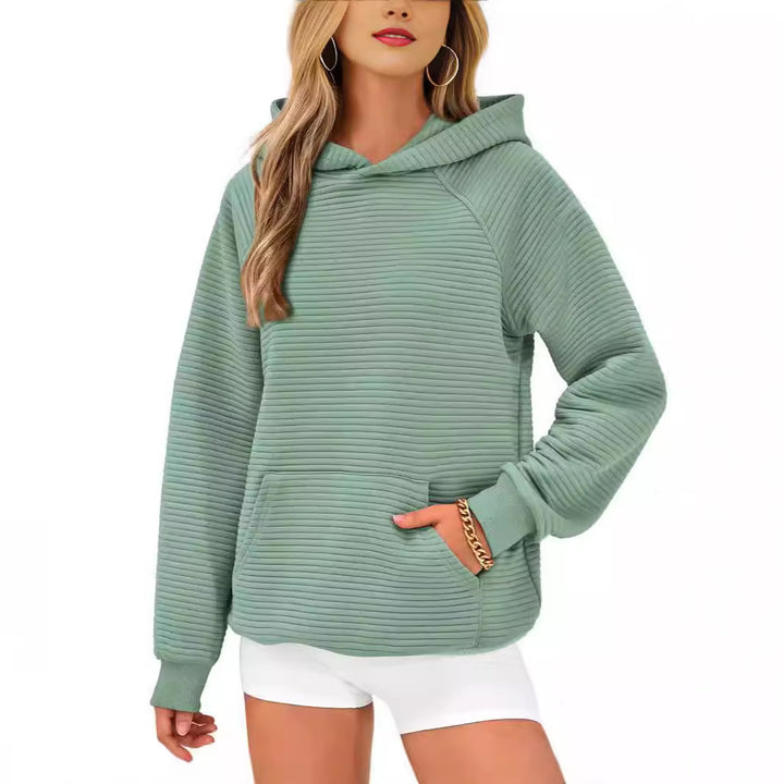 Cozy honeycomb sweater for women with hood and kangaroo pocket Lune London