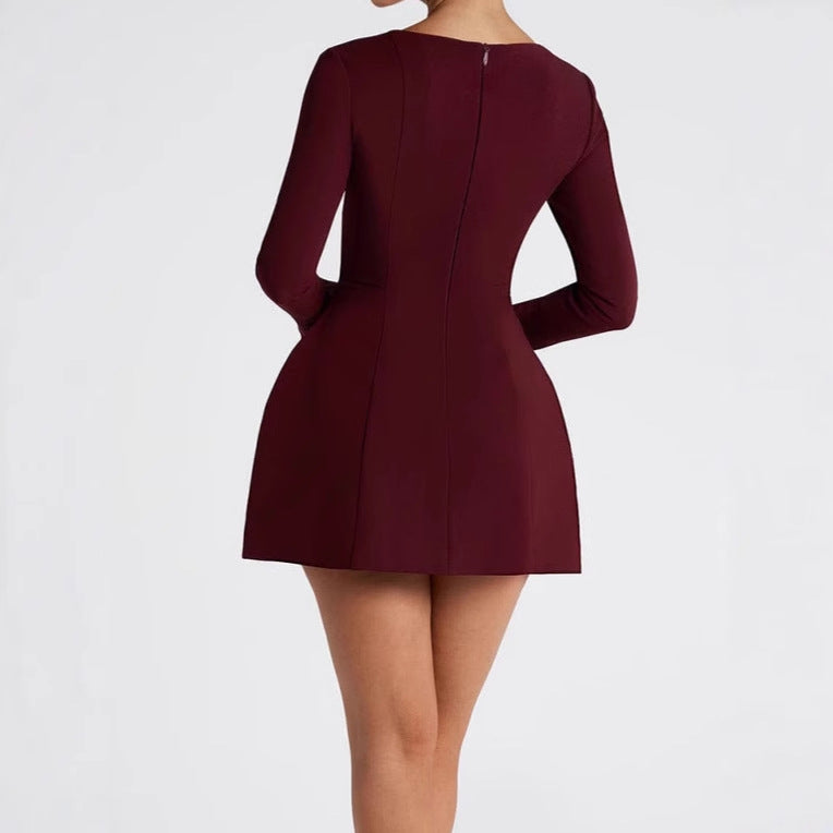 Women Elegant Mini Dress with Square Neckline and Flared Sleeves Lune London