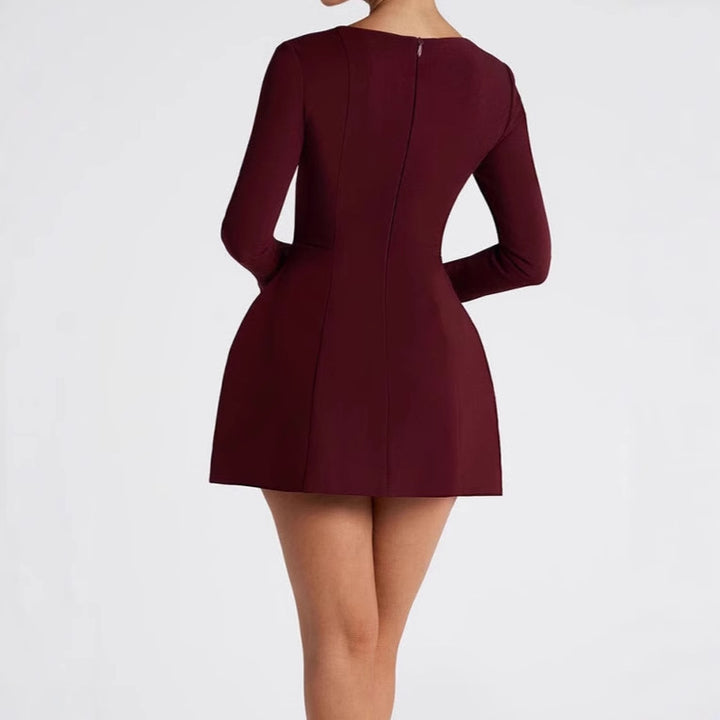 Women Elegant Mini Dress with Square Neckline and Flared Sleeves Lune London