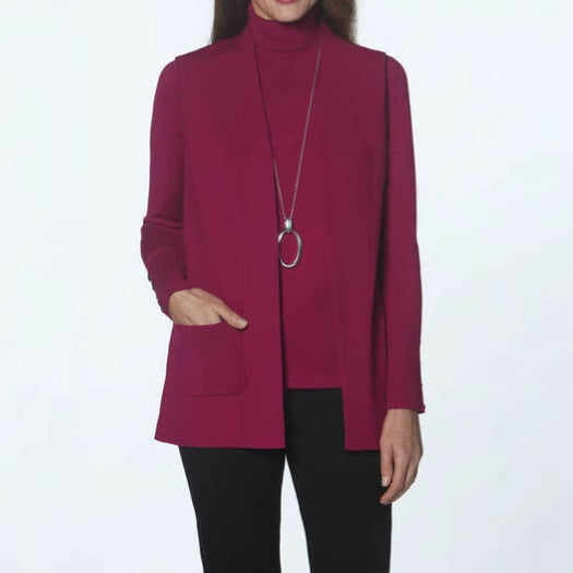 Knitted jacket for women with high collar and practical pockets Lune London