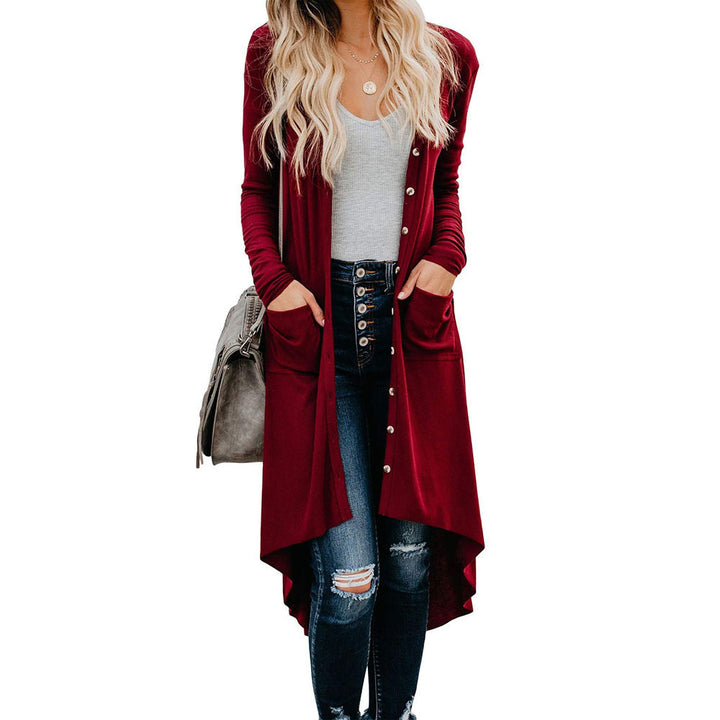 Ladies Long Cardigan Sweater with Buttons and Pockets Lune London