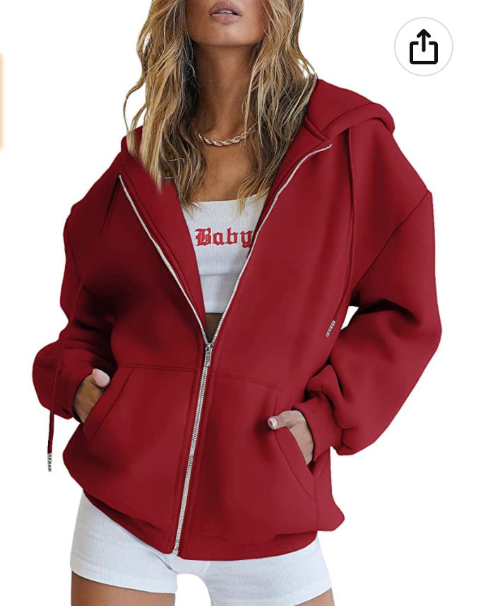 Ladies oversized hooded jacket with practical pockets Lune London