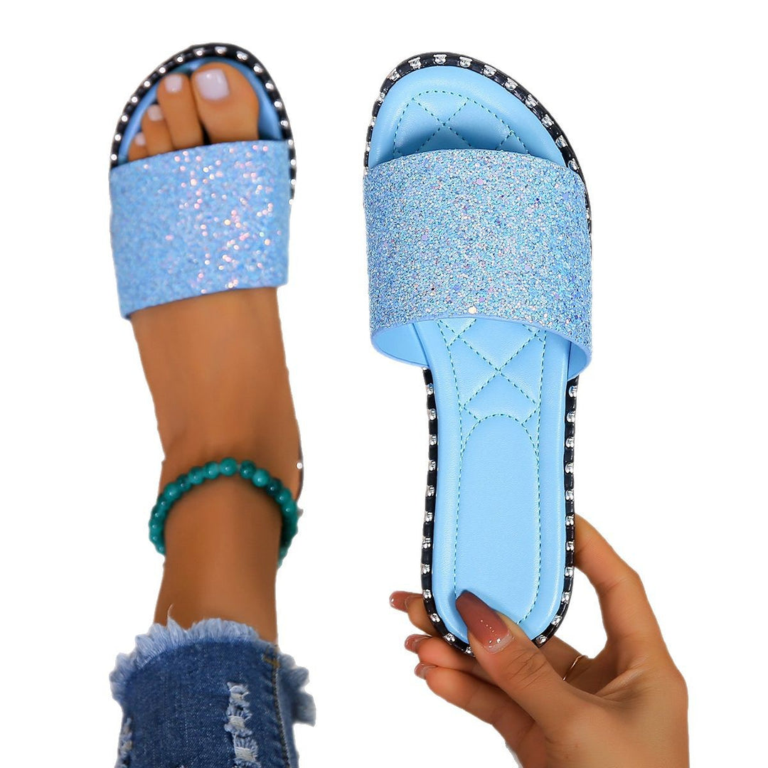 Glamorous rhinestone slide sandals for women Lune London
