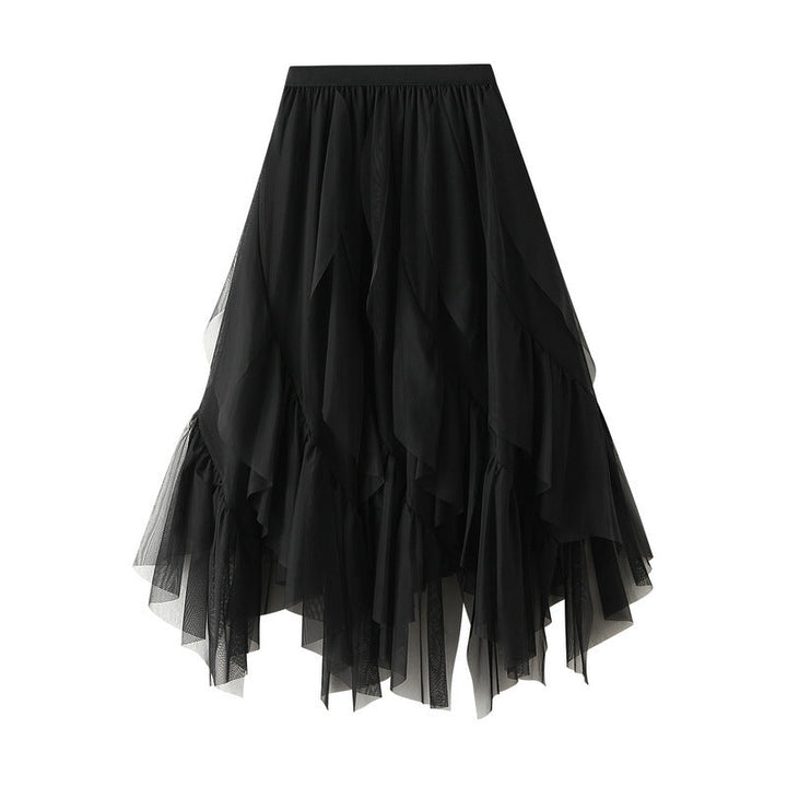 Voluminous tulle skirt for women with asymmetric hem and multi-layer design Lune London