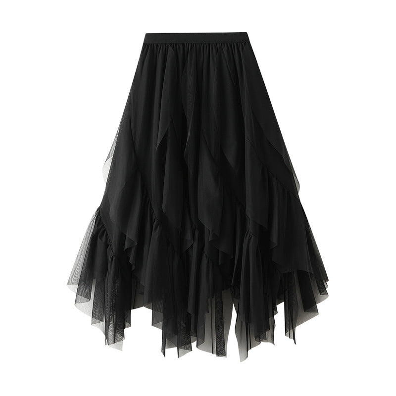 Voluminous tulle skirt for women with asymmetrical hem and multi-layer design Lune London
