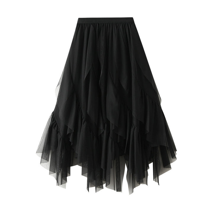 Voluminous tulle skirt for women with asymmetrical hem and multi-layer design Lune London