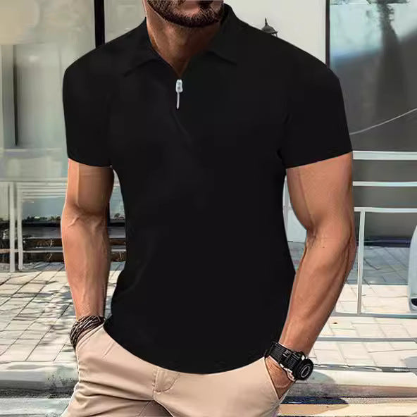 Modern men's polo shirt with trendy zip closure Lune London