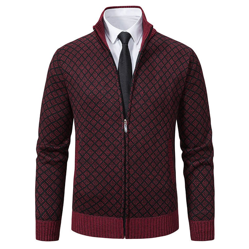 Men's knit jacket with high-quality textured pattern and zipper Lune London