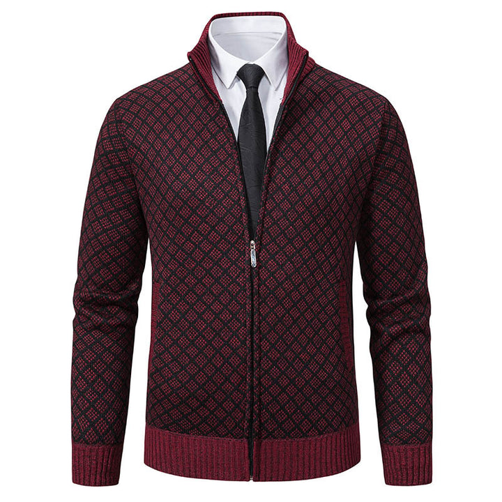Men's knit jacket with high-quality textured pattern and zipper Lune London