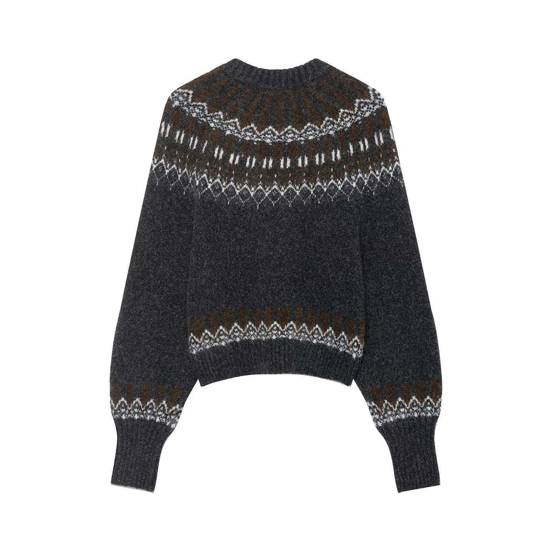 Pull en tricot pour femmes avec un motif norvégien moderne et une coupe décontractée Chic & Stil