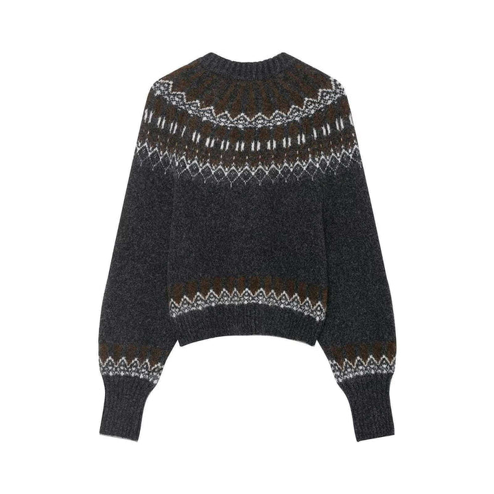 Pull en tricot pour femmes avec un motif norvégien moderne et une coupe décontractée Chic & Stil