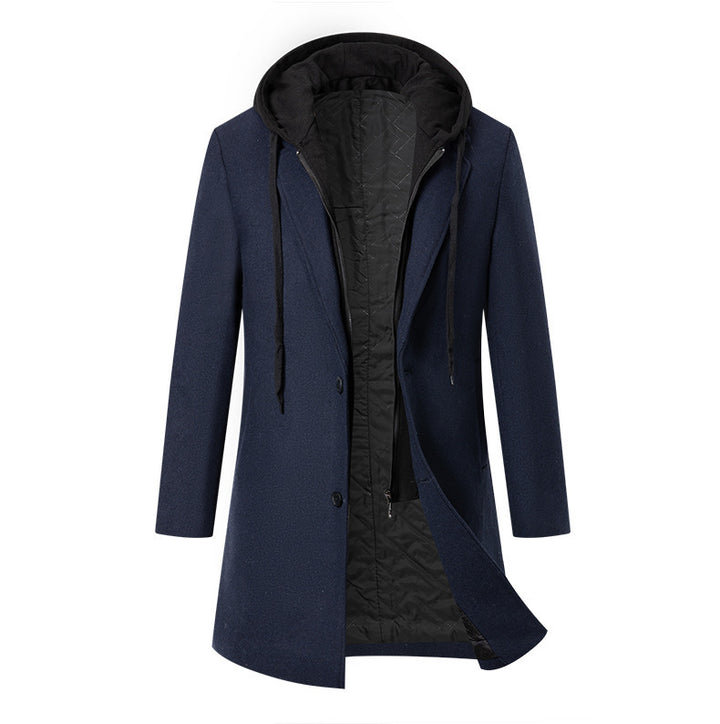 Elegant transitional coat for men with removable hood Lune London
