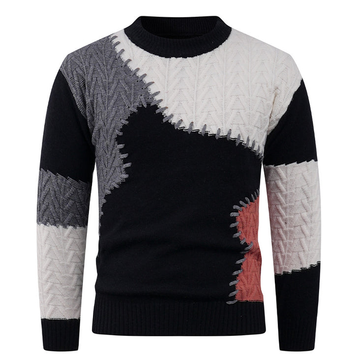 Fashionable knit sweater for men with a creative patchwork design Lune London