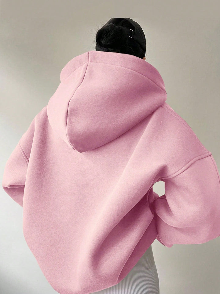 Women's Oversized Hoodie with Half Zipper Lune London
