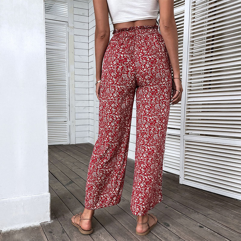 Women Wide Leg Pants Floral Print Lune London
