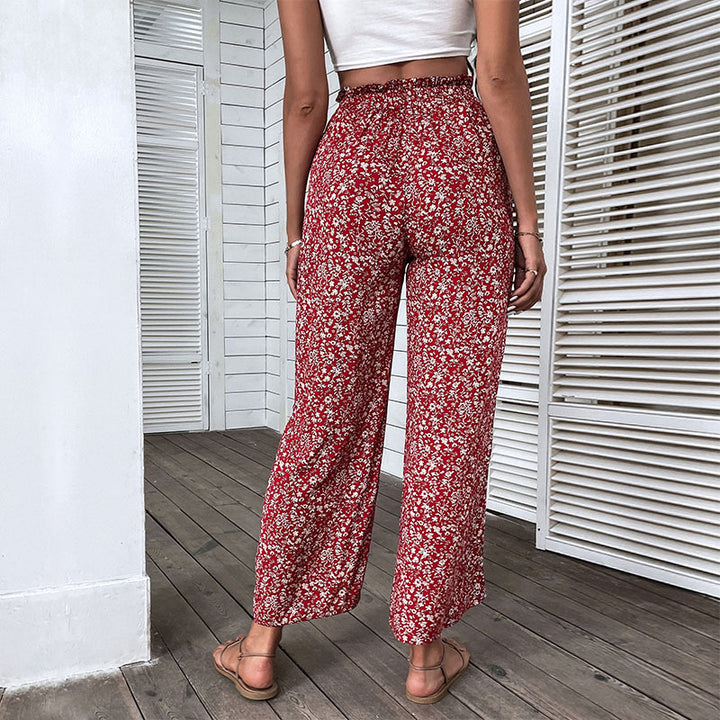 Women Wide Leg Pants Floral Print Lune London