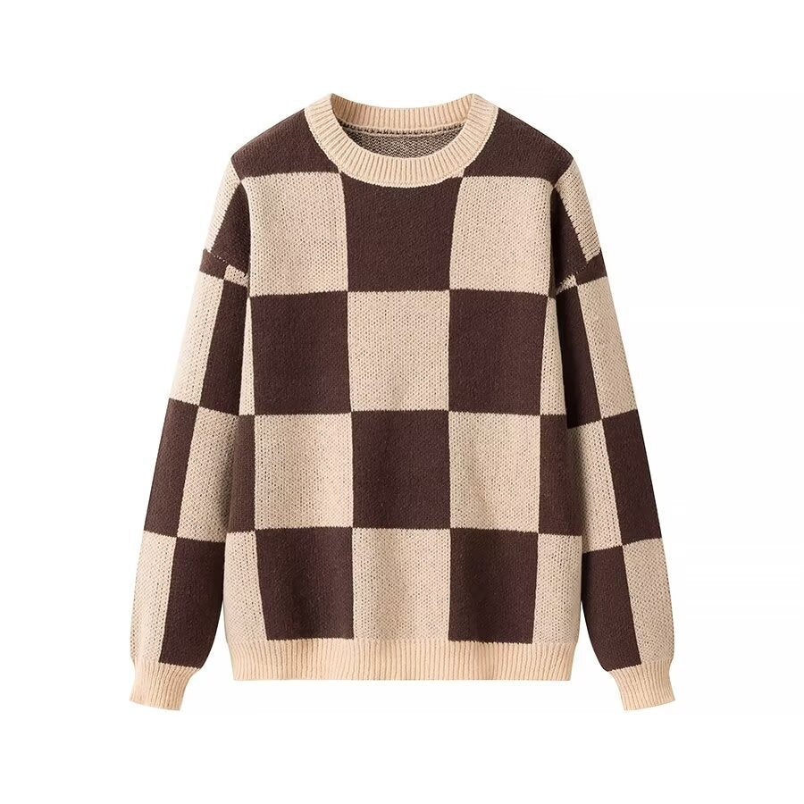 Pull en maille à motifs pour femmes avec une coupe oversize et un col rond confortable Chic & Stil
